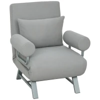 HOMCOM Single Sofa Bed, 3-in-1 Convertible Folding Chair Bed with Adjustable Backrest, Removable Armrests, Light Grey(m-1)
