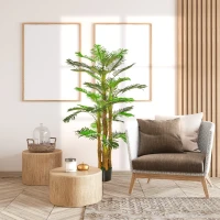 HOMCOM Palma Artificiale in Vaso con 42 Foglie, Pianta Finta Realistica per Interno ed Esterno, 185cm(m-8)