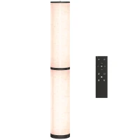 HOMCOM Lampă de Podea cu Telecomandă și Reglare Temperatură 3000-6000K, Abajur Textil, Ø20x135 cm, Bej(m-11)