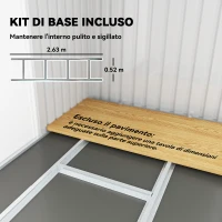Outsunny Ripostiglio da Giardino in Acciaio con 2 Prese d'Aria e 2 Porte Scorrevoli, 280x130x172 cm, Marrone Legno(m-6)