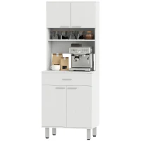 HOMCOM Dulap Bucatarie Mare din Lemn – Clasic Alb Elegant(m-13)