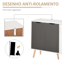 HOMCOM Aparador Móvel Auxiliar de Armazenamento com 2 Armários de Porta Gaveta Pés de Madeira 90x30x72 cm Cinza e Branco(m-6)