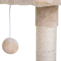 PawHut Torre per Gatti max 3.6kg con Amaca e Pallina Appesa, in Legno e Peluche, 50x36x70 cm, Beige(m-8)