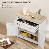 HOMCOM Sideboard Storage Cabinet, Morden Kitchen Cupboard with Adjustable Shelf, Drawer and Double Doors, Sideboard for Living Room, Dining Room, Hallway, White(m-4)