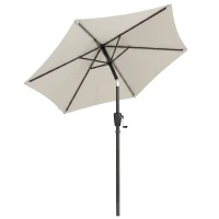 Outsunny Ombrellone da Giardino Inclinabile 2x2 m a 6 Stecche con Manovella, in Metallo e Poliestere Grigio Chiaro(m-1)
