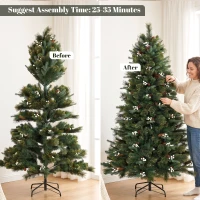 HOMCOM 6ft Artificial Christmas Tree, Fir Hinged Xmas Tree with 716 Branch Tips, Foldable Metal Stand, Easy Assembly, Green(m-7)