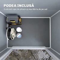 Outsunny Căsuță de Grădină cu Fereastră și Uși Duble din PP și Aluminiu, 183x134x210 cm, Gri(m-5)