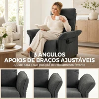 HOMCOM Cadeirão de Massagem com Calor, Reclinação Push-Back 135°, Apoio para os Pés, Apoios de Braços Ajustáveis e 2 Bolsos, Cinzento-Escuro(m-5)