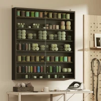 HOMCOM Bacheca Portaoggetti a 6 Ripiani Regolabili in Legno con Ante in Vetro, 80x9.5x83 cm, Nero(m-8)