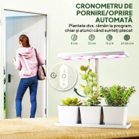 Outsunny Lămpi pentru Plante cu 30 de Lumini LED, 3 Ghivece, Temporizator și Iluminare Reglabilă, 31,8x13,4x18,6-35,6 cm, Alb(m-6)