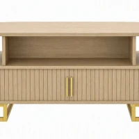 HOMCOM Mesa de Centro Oval, Mesa de Sala Moderna com Portas Tambor Deslizantes, Armazenamento Fechado, Prateleiras Abertas, Carvalho(m-8)