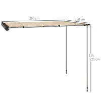 Outsunny Tendalino da Tetto Auto Laterale e Impermeabile con Altezza Regolabile, 2.5x1.6m, Cachi(m-3)