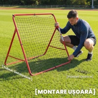 SPORTNOW Plasă Rebounder pentru Fotbal, Portabilă și Reglabilă, Mare, Roșu(m-6)