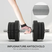 HOMCOM Set Manubri Palestra da 25 kg Totali con 12 Dischi Pesi e 2 Barre da 2 kg, Nero(m-5)