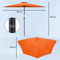 Outsunny Half Round Parasol Umbrella - Orange(m-3)