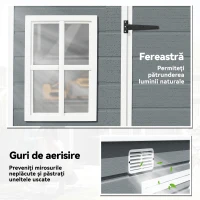 Outsunny Depozit pentru Unelte cu 2 Intrări, Ferestre și Orificii de Aerisire, din PP și Aluminiu, 303x183x184 cm, Gri(m-5)