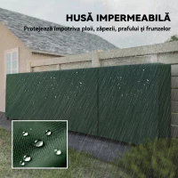 Outsunny Suport pentru Lemne 1 m³, Reglabil, cu Husă Impermeabilă din PE, Metal, 360 x 36 x 99 cm, Negru și Verde Închis(m-4)