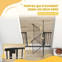 PawHut Barrière de sécurité pour chiens et bébés 76 à 102 cm avec extension fixation par pression sans perçage blanc(m-5)