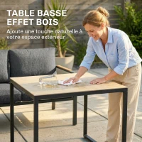 Outsunny Salon de Jardin Extérieur 3 Pièces 5 Personnes, 2 Canapés avec Coussins Épais, 1 Table Basse, 183x183x72cm, Gris Foncé(m-6)