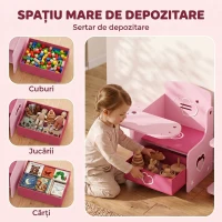 AIYAPLAY Set Masă și Scaune pentru Copii pentru 3-5 Ani cu Spațiu de Depozitare, Roz(m-5)