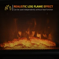 HOMCOM Electric Fireplace Stove, Freestanding or Tabletop, with LED Flame Effect, Overheating Protection, 800W/1600W(m-15)