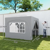 Outsunny Foișor de Grădină 3x3 m Pliabil cu Înălțime Reglabilă, Protecție UPF50+ și Geantă, Gri Deschis(m-3)