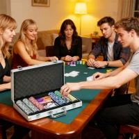 SPORTNOW 300-Piece Poker Chips Set, Poker Set with Mat, Chips, Two Card Decks, Dealer, Five Dices(m-7)