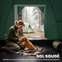 Outsunny Tente de camping familiale 5-6 pers. - tente tunelle ventilée - grande porte + 2 fenêtres vert(m-5)