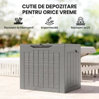 Outsunny Cufăr de Grădină cu Mânere, Container pentru Unelte Impermeabil, 56x41x50 cm, Bej Deschis(m-7)