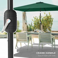 Outsunny Garden Parasol, Parasol Umbrella with Crank Handle, Tilt Function, Polyester Canopy, Green(m-7)