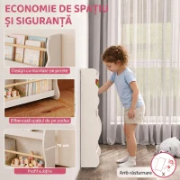 AIYAPLAY Bibliotecă Montessori pentru Copii 3-8 Ani, 3 Rafturi, 60x15x73 cm, pentru Cameră, Alb(m-4)