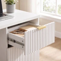 HOMCOM Computer Desk with 3 Drawers Reversible Home Office Desk 120 cm, White(m-10)