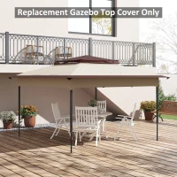 Outsunny Pop up Gazebo Cover, 2-Tier Gazebo Roof Replacement for 3.25m x 3.25m Frame, 30+ UV Protection, Beige(m-3)