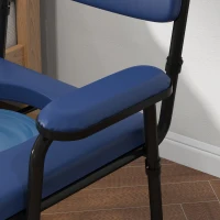HOMCOM Chaise percée toilette multifonctions seau amovible hauteur réglable avec dossier siège et accoudoirs rembourrés bleu(m-9)