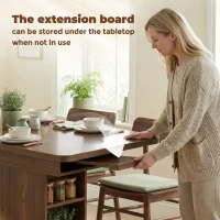 HOMCOM Extendable Dining Table for 4-6 People, 110-130cm Kitchen Table with 6 Open Shelves, Walnut Brown(m-7)