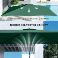 Outsunny Garden Parasol, Parasol Umbrella with Crank Handle, Tilt Function, Polyester Canopy, Green(m-5)