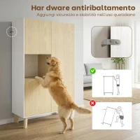 HOMCOM Credenza Cucina, Mobile Cucina a 6 Scomparti con Ante Soft Close per Soggiorno, Salotto, Bianco e Color Legno(m-7)