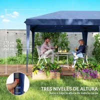 Outsunny Carpa Plegable 6x3 m Pop-up con 4 Laterales Desmontables Cenador de Jardín con 2 Ventanas y Bolsa de Transporte Azul(m-5)
