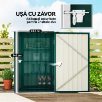 Outsunny Căsuță de Grădină pentru Depozitarea Uneltelor din Oțel Galvanizat cu Ușă Batantă, 100x104x160 cm, Verde(m-5)