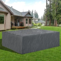 Outsunny 225x210cm Outdoor Garden Rattan Furniture Protective Cover Water UV Resistant Grey(m-2)