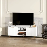 HOMCOM Móvel de TV Moderno Móvel de TV para Sala de Estar com 2 Compartimentos Abertos  para Televisores de 55 Polegadas 120x35x48 cm Branco(m-7)
