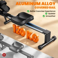 SPORTNOW Rameur Musculation d'Appartement Pliable 16 Niveaux, App, Écran LCD, Support de Tablette, 180x50x75cm, Noir(m-8)