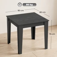 HOMCOM Dining Table for 4, 80L x 80W x 75Hcm, Modern Square Kitchen Table with Wood Effect Tabletop, Black Wood Effect(m-3)