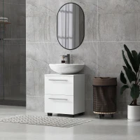 HOMCOM Mobile Sottolavabo Bagno con Cassetto e Armadietto, in Legno, 41.5x35.5x59 cm, Bianco(m-8)