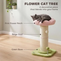 PawHut Cat Tree, Flower Cat Scratching Post with Thick Sisal Post, Dangling & Spring Balls, Bed, Kitty Activity Centre(m-4)