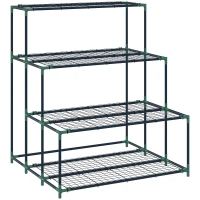 Outsunny Raft Suport Plante cu 4 Niveluri din Oțel, 94x84x110 cm, Verde Închis(m-1)