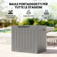 Outsunny Baule da Giardino Impermeabile con Maniglie, in PP, 56x41x50 cm, color Cachi(m-7)
