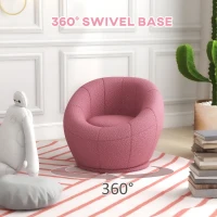 HOMCOM Modern Accent Chair, Swivel Upholstered Armchair for Living Room, Bedroom, Home Office, Pink(m-5)