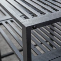Outsunny Panchina da Giardino Moderna 2 Posti con Tavolino e Foro per Ombrellone Arredamento da Esterno 165x56x85.5cm Nero(m-12)