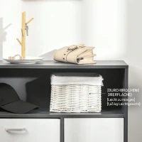 HOMCOM Pantofar cu 2 usi rabatabile, polita deschisa si dulap cu 2 niveluri, gri, alb(m-9)